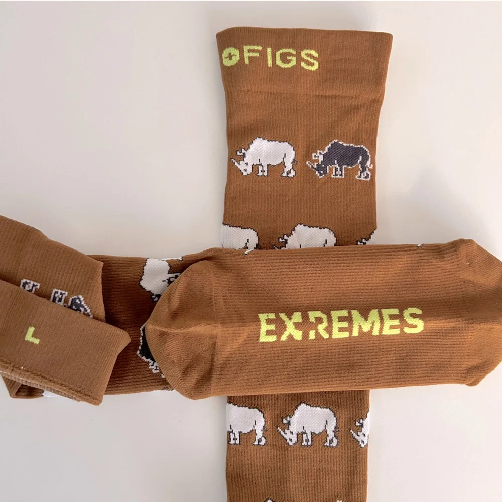 FIGS New Rhino Compression Socks EXTREMES Large Unisex Brown White Black
